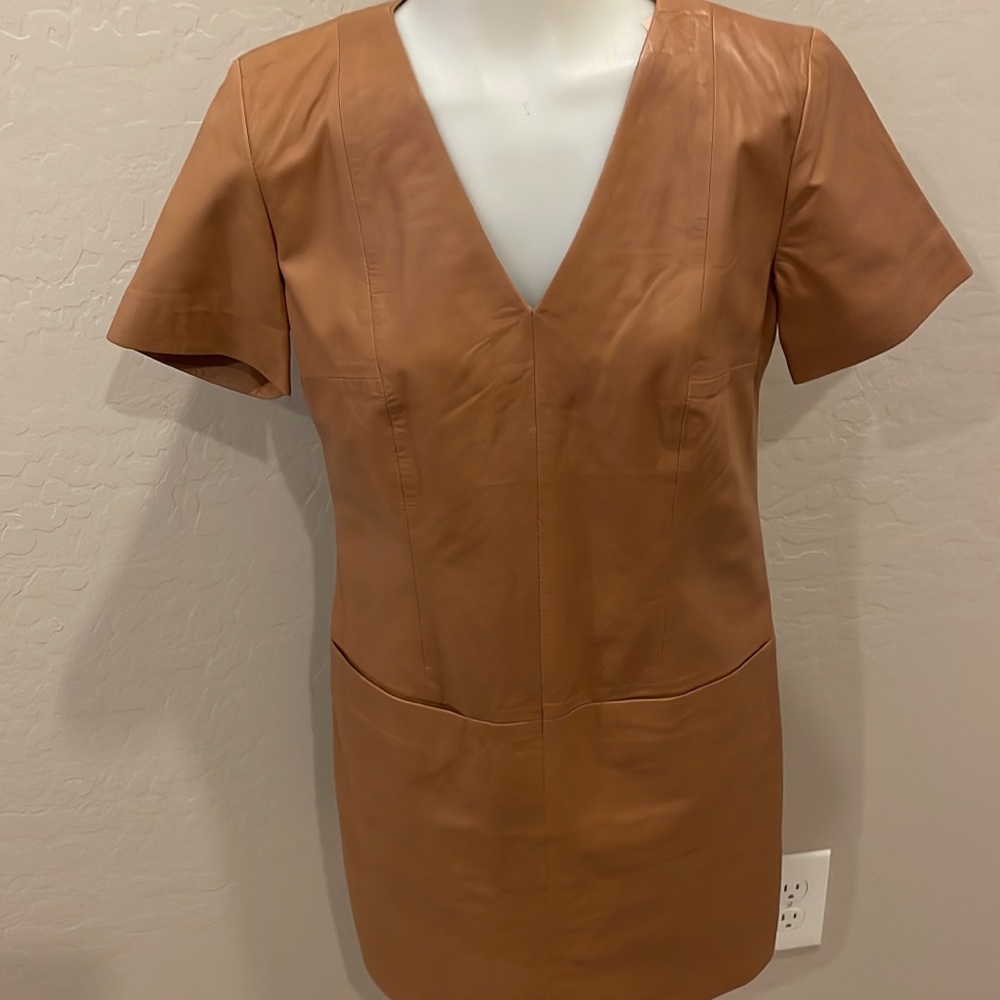 Leather Mini Cognac dress
